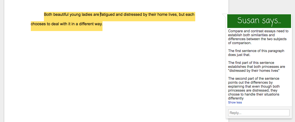 comparison essay examples
