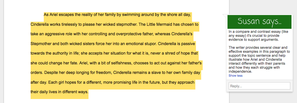 comparison essay examples