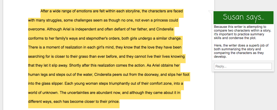 comparison essay examples