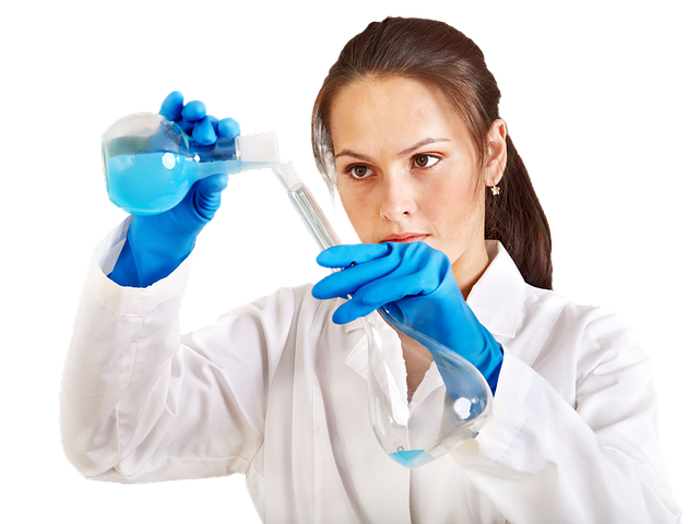 scientist pouring liquid into test tube