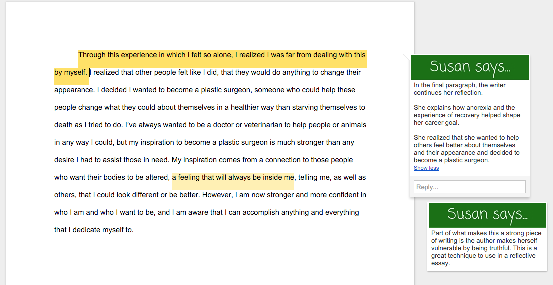 reflective essay examples