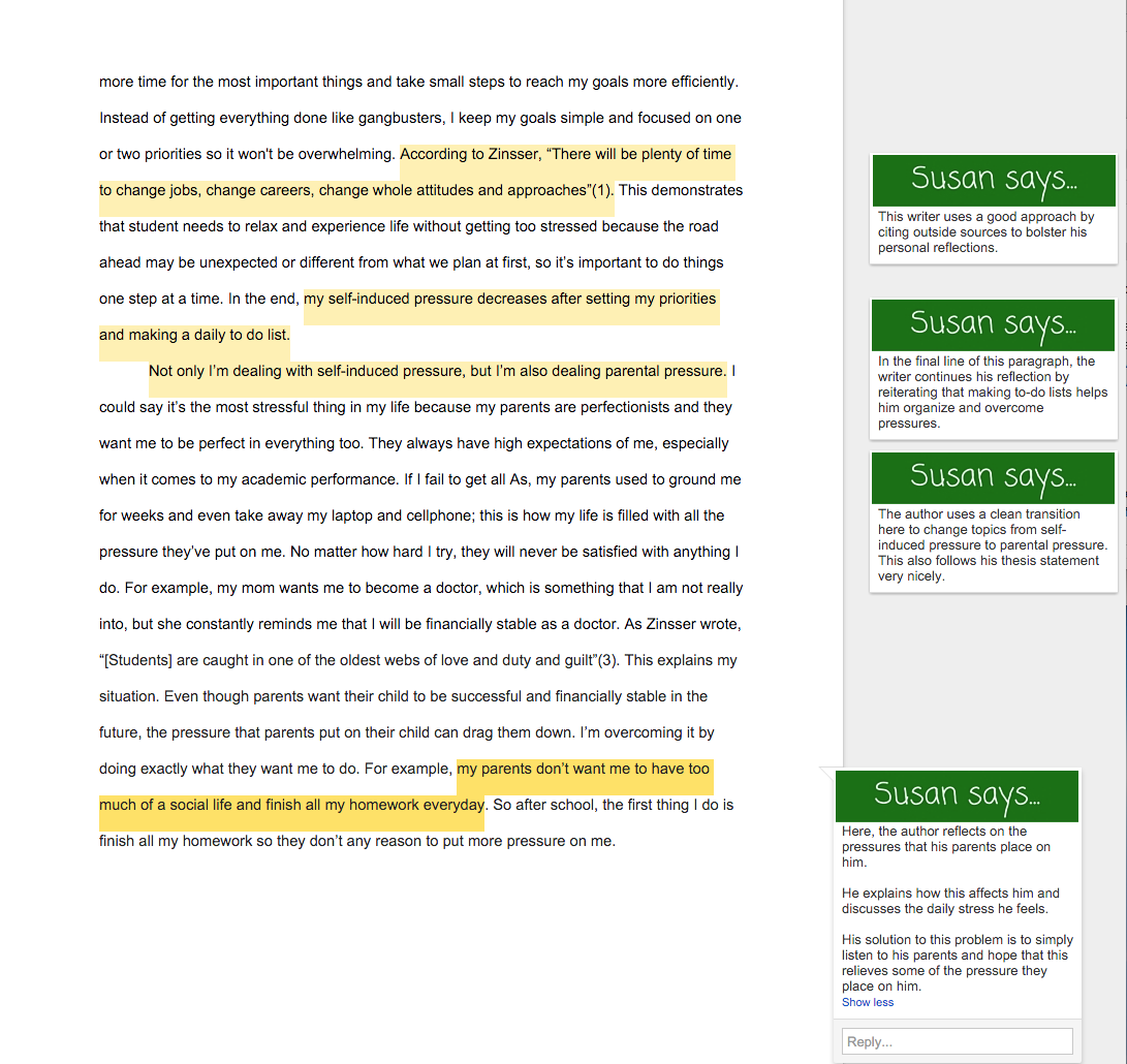 reflective essay examples